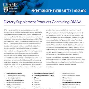 Dietary Supplement Products Containing DMAA thumbnail