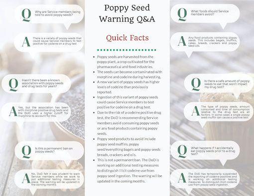Click here to view an infographic on poppy seed consumption from the Office of Drug Demand Reducation