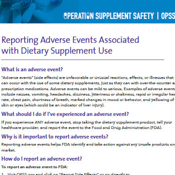 Reporting Adverse Events Associated with Dietary Supplements