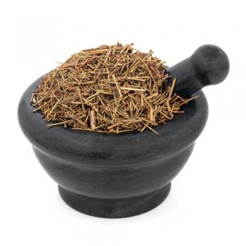 Ephedra with mortar and pestle